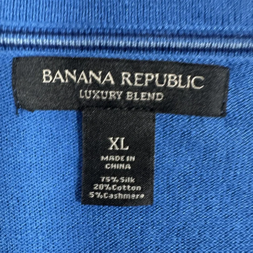 Banana Republic Luxury Blend V-Neck Sweater XL Blue Silk Cotton Cashmere